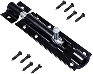 Tower Bolt Door Lock for Patio Door Security Lock - 6 (152mm) Black Powder Coated Sliding Door Latch with Screws for Bathroom Toilet Cupboard Bedroom Garden Shed Gate Latch