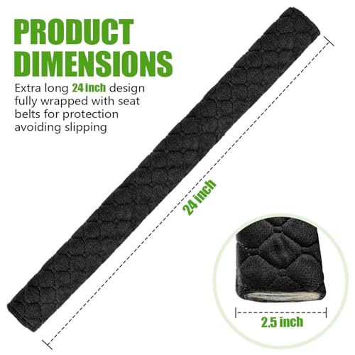 WSSROGY 24 Inch Long Car Seatbelt Cover, Soft Comfort Seatbelt Protector Pads Strap Protecting Neck Shoulder Clothes for Car SUVS Truck (Black)