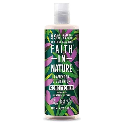 Faith In Nature Natural Lavender & Geranium Conditioner, Balancing for Normal Hair & Scalp, Vegan & Cruelty Free, No SLS, Silicones or Parabens, 400ml