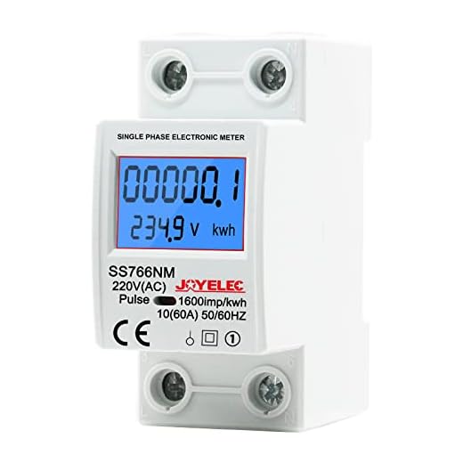 JOYELEC Contador de Energía Digital Monofásico, 230V 10 (60) A 50/60Hz, Medidor de Consumo Eléctrico Riel DIN con Pantalla LCD, Contador de Energía Inteligente para Medición de Corriente Eléctrica