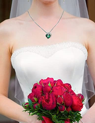 Silverkity 925 Sterling Silver Rose Flower Heart Birthstones Necklace For Women With Austria Crystal Cubic Zirconia, Pendants Gifts, Anniversary Birthday Jewelry Gift For Girls Wife Mom Daily Wear #TOP3