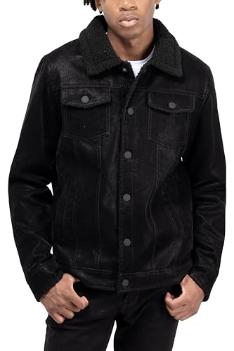 Image of X-Ray Men's Slim Fit Faux-Leather Moto Jacket with Removable Hood