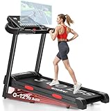 Treadmill with Incline for Home, WENOKER 12% Auto Incline Treadmill with Handrail 300 lbs Capacity, 3.0HP Quiet Walking Pad Tread mill with App, Portable Folding Tread mill with Heart Rate & Wide Belt