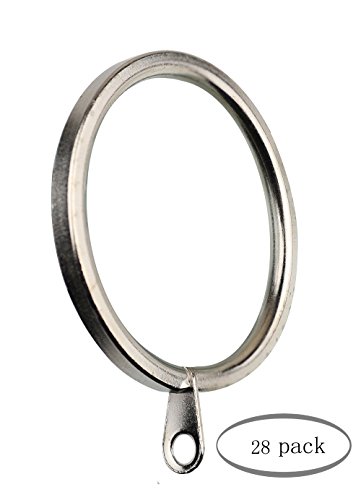MERIVILLE 28 pcs Satin Nickel 2-Inch Inner Diameter Metal Flat Curtain Rings with Eyelets
