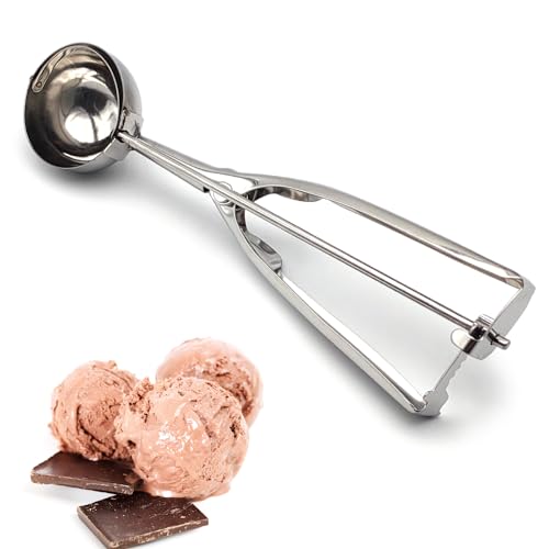 Pince à crème glacée en acier inoxydable 5 cm – Cuillère portionneur professionnelle – Pelle doseuse parfaite pour crème glacée, biscuits, fruits, melon – sûr et durable