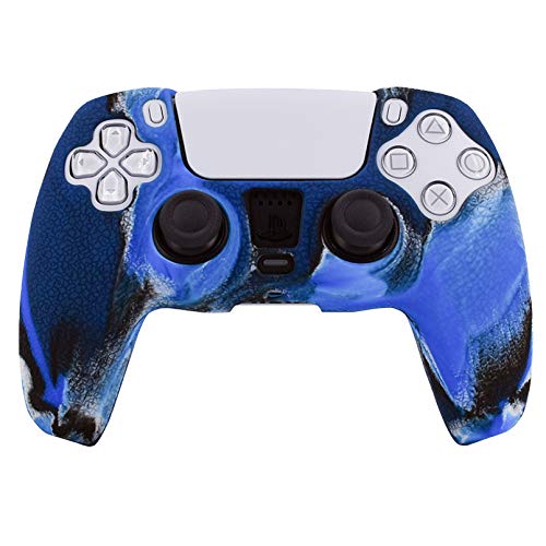 Ps5 Controller Skin,Hikfly Silicone Cover For Sony Playstation5 Controller Grip Skin Protector Faceplates Kits Video Games(2X Cover With 8 X Thumb Grips Caps)(Camored,Camoblue) #TOP5