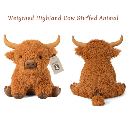 5lbs Highland Cow Weighted Stuffed Animals, 16in Tall Big Highland Cow Plush Toy, Soft Adorable Stuffed Animal for Kids and Adults Highland Cattle Gift Plushie Decor by Wepop - Image 8