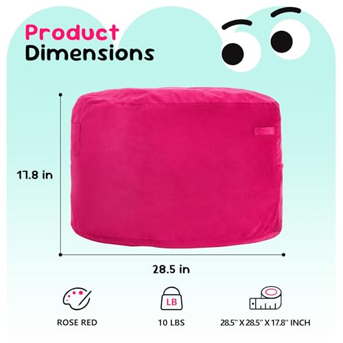 Image of Hobestluk Medium Bean Bag Chairs 2.5FT BeanBag Reading Chair Velvet Fabric | Memory Foam,Washable Cover,Storage Pocket,Handle,Cozy Bean Bag Bedroom Reading Nook Decorative Style Cozy Seat | Pink 2.5FT