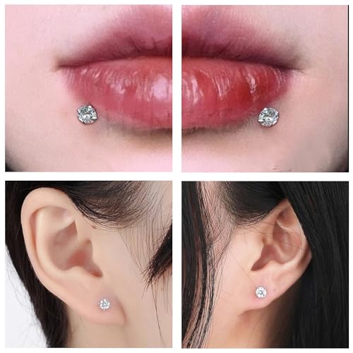 20G 18G 16G Threadless Push in Nose Rings Flat Back Earrings Stud Surgical Steel Lip Ring Tragus Cartilage Conch Helix Earrings Medusa Labret Snake Bites Piercing Jewelry for Women Men4
