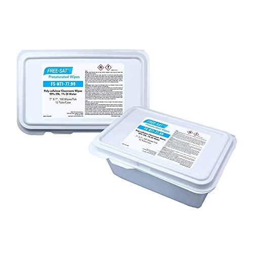 High-Tech Conversions FS-NT1-77.99 Pre-Saturated Cleanroom Wipe, ISO Class 5, Polyester/Cellulose, 99% Alcohol/1% DI Water, 7