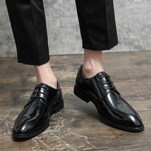Non Slip Leather Dress Shoes for Men Pointed Toe Oxford Business Formal Loafers Comfortable Lace Up Wedding Tuxedo Office3