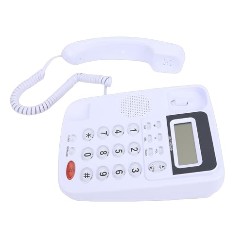 Téléphone fixe filaire pour le bureau et la maison avec écran d'appel blanc élégant