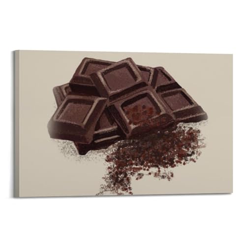 Art mural moderne sur toile WIZIGM Grains affiche chocolat noir émietté 20x30 cm