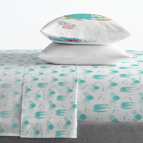 Image of Jay Franco Kids Sheet Set with Fitted, Flat Sheets & Pillow Cover - Ultra-Soft Bedding with Pillowcase for Room Decor, Blue - Princess Cinderella, 4 Piece Queen