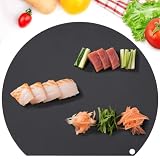Drado まな板 丸 エラストマー まないた d型 抗菌 耐熱 食洗機対応 TPU製 薄型 軽量 小さい 穴あき 両面使える かまぼこ型 熱湯消毒 傷つかない 黒 おしゃれ キッチン用品 アウトドア適用 (長さ30x 幅26cm)