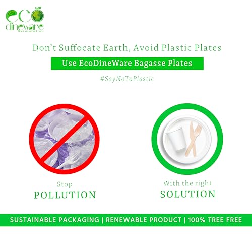 Image of Eco Dineware 11 Inch 4 Compartment 100 Pack Round Biodegradable Bagasse Plates Compostable Disposable Food Plates Dinnerware Recyclable Multiperpose Plate