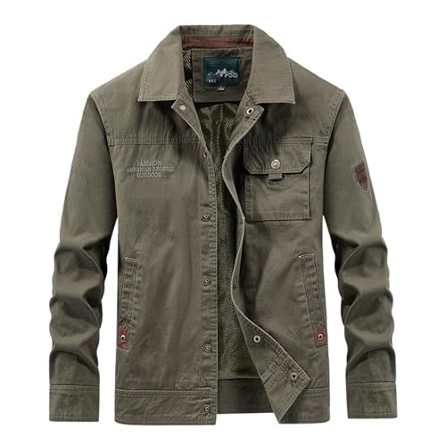 Generisch Veste en toile robuste pour homme de style militaire - Veste classique pour la transition et les loisirs - Veste de travail en coton avec de...