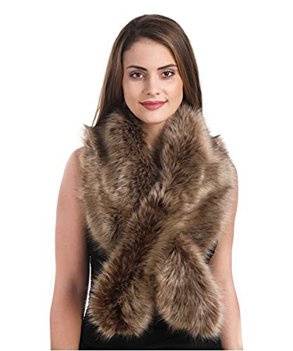Haojing Womens Faux Fur Scarf Winter Soft Wrap Elegant Shawl Collar (C03-Raccoon)