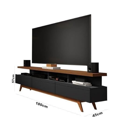 Rack para TV até 72 Polegadas Vivare Wood Giga Móveis Black/Freijó