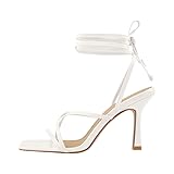 onlymakerheels Ankle Strap Square Toe Stiletto High Sandals White Size8