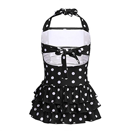 Image of easyforever Kids Girls One Piece Adjustable Straps Tie Back Polka Dots Swimsuit Swimwear Hawaiian Bikini Bathing Suit