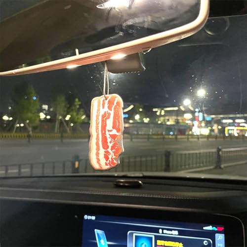 Image of Car Air Freshener, Bacon Steak Vehicle Mirror Interior Hanging Fragrance Decor, Funny Automotive Wardrobe Bathroom Hanging Scent Ornament Accessories, Universal for SUV, Sedan, Truck (Type B)