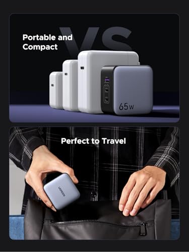 Image of UGREEN 65W USB C Travel Adapter, Foladable Fast GaN Charger with US /UK /EU 3 Plugs, 3-Port International Power Adapter for MacBook Air /Pro, Dell XPS, iPhone 17 /16 /15, iPad, Galaxy S25 /S24, Steam Deck