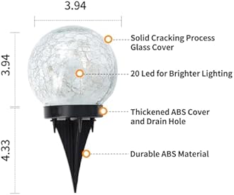 JKIMK Solar Globe Lights Outdoor Waterproof-Solar Balls Garden-Cracked Glass Ball Solar Lights Outdoor-Solar Orbs Outside-Outdoor Decorations Patio & Yard Lawn Backyard Decor (GUO-XBQ-5-5-5)