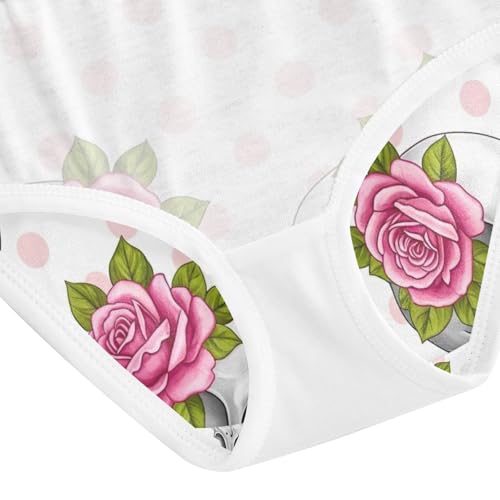 Girl Panties, Grey Skulls Pink Roses Toddler Girl Panties, Cotton Underwear for Girls, 2T–8 Years4