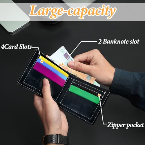 Bifold Wallets, PU Leather Slim Wallet Credit Card Wallet for Men and Boys, Lightweight Men's Wallet Thin Wallet for Work, Shopping, Travel (black)3