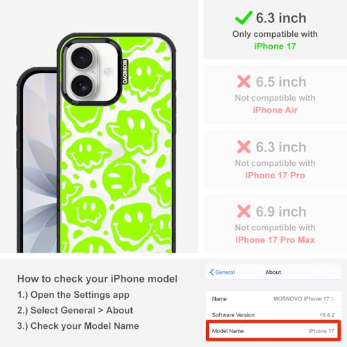 Coque iPhone 17 compatible MagSafe MOSNOVO antichoc visage vert - 2