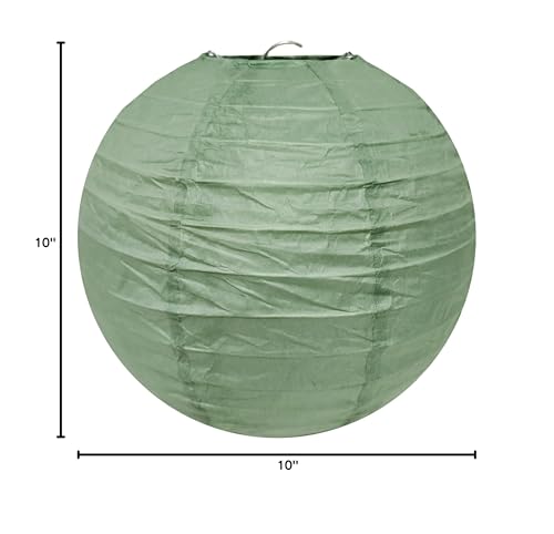 Image of 10 Inch Sage Green Paper Lantern for Rustic Party Bridal Shower Wedding Birthday New Year Party decorations(Set of 5, Sage Green)