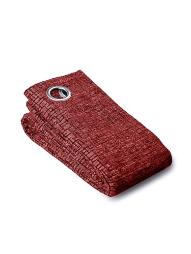 Image of Saral Home Tic tac Chenille Blackout Window Curtains 1pc,Maroon. 4x5 Ft