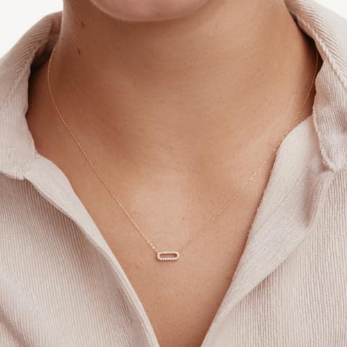 Gelin Diamond Paper Clip Necklace in 14k Solid Gold2
