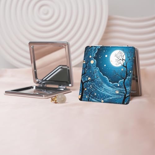Espejo de Maquillaje Portátil Plegable Doble Cara Cuadrado miniatura 1