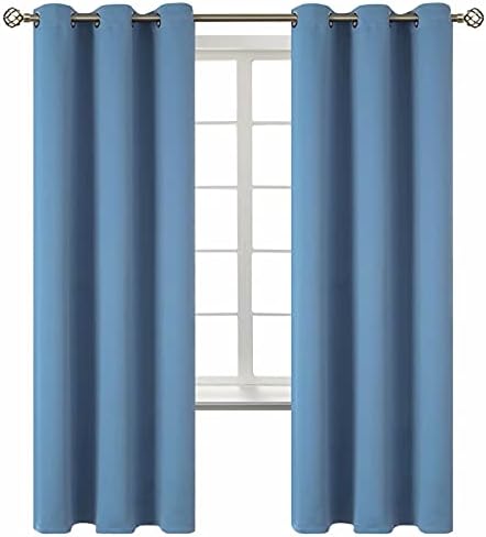 BGment Blackout Curtains for Bedroom - Grommet Thermal Insulated Room Darkening Curtains for Living Room, Set of 2 Panels (42 x 72 Inch, Faded Denim)