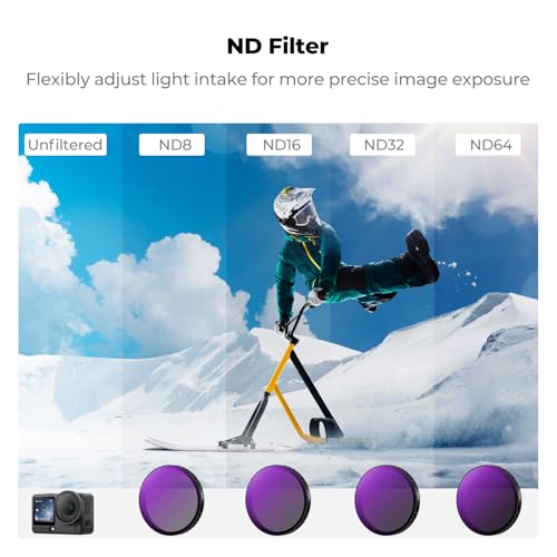 Image of K&F CONCEPT Snap On ND Filter Kit Compatible with DJI Osmo Action 6, 4 Pack ND8 ND16 ND32 ND64 Light Reduction Neutral Density Filters HD Optical Glass /Multi-Coated Action Camera Accessories