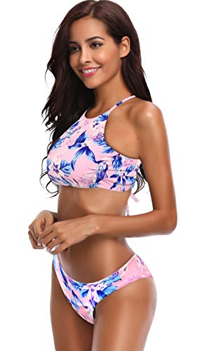 SHEKINI-Damen-Badehose-mit-tropischem-Blumenmuster-und-seitlicher-Bindung-Bikini-Set-zweiteilige-Badeanzuege