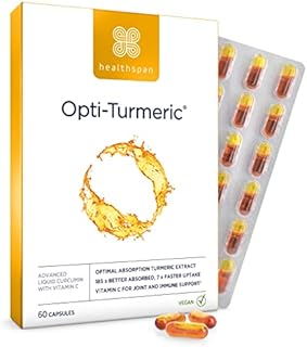 Healthspan Opti-Turmeric (60 Capsules) | High Strength 500mg Liquid Curcumin | Supports Cartilage Formation | Immune Health | 185 Times Better Absorbed & 7 Times Faster Acting Than Standard Turmeric