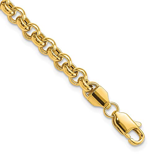 IceCarats 10K Solid Yellow Gold 5mm Cable Link Chain Bracelet