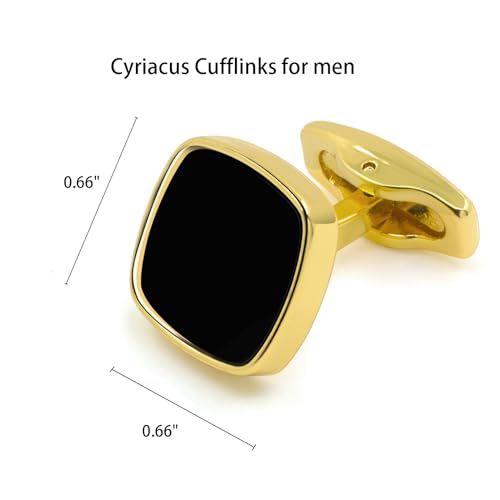 Square Cufflinks for Men Black Cuff Links Black Gold Classic for Wedding Business Groom Best Man3
