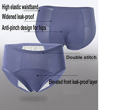 4 Packs Women Period Panties Teens Menstrual Leak Proof Underwear First Period Starter Sanitary Shorts Girls (Black+Blue+Black+Gray 4 Packs, X-Large) #TOP1