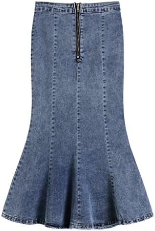Vintage Slim High Waist Split Skirt Women Plus Size Long Skirt Bag Hip Female Casual Fashion Denim Skirt Autumn (Color : Blue, Size : 5XL Code)