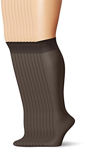 L'eggs Everyday Knee Highs ST 10 Pair_Off Black_One Size