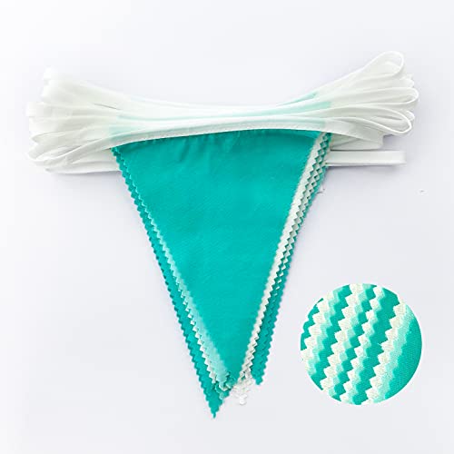 10M/32Ft Aqua Green Banner Party Decorations Triangle Flag Pennant Bunting Fabric Garland For Wedding Birthday Engagement Bridal Baby Shower Under The Sea Party Festivals Decoration(Teal Blue) #TOP6