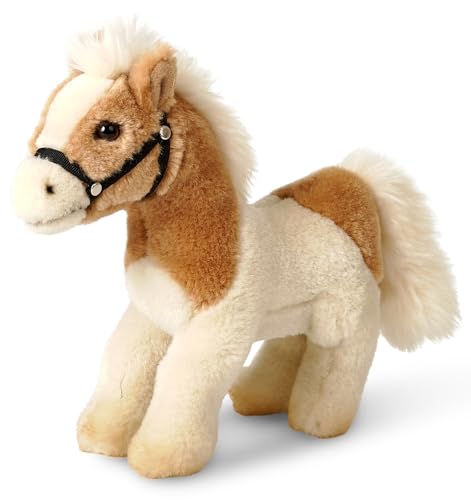 Uni-Toys - Caballo de pie, Beige-Blanco (sin sillín) - 23 cm (Longitud) - Caballo de Peluche - Peluche de Peluche