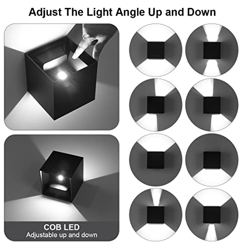 Outdoor Wall Lights Up And Down Adjustable Modern Wall Sconce Aluminum,Hardwired Square Black Porch Wall Mount Waterproof Exterior Light Fixture For Courtyards, Stairs, Corridors, Gardens（4 Pack） #TOP1