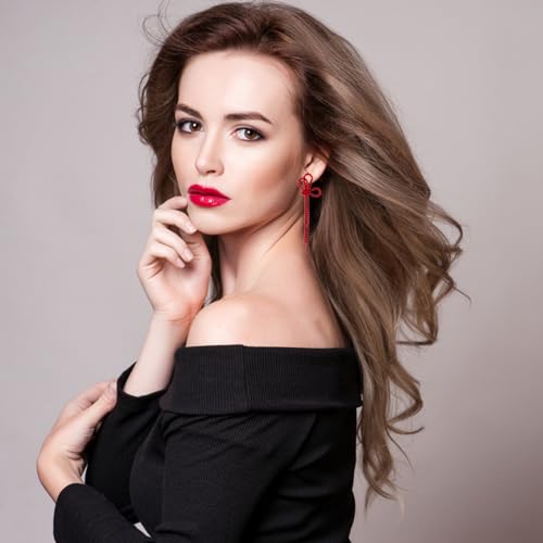 Bow Chandelier Earrings for Women,Sparkly Earrings Dangle Dangling Earring Crystal Rhinestone Drop Tassels for Wedding Prom Fashion Jewelry3