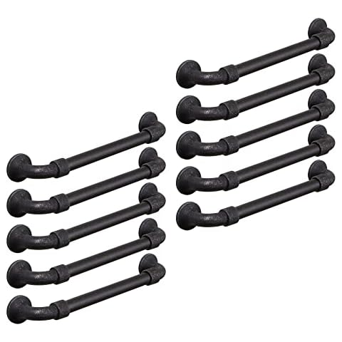 Gedotec Schubladengriff | H1820 | Möbelgriff 160 mm | 10 Stück | Griff Antik schwarz matt Cover