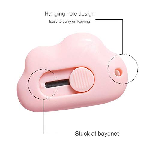 Qaqe Mini Cloud Portable Box Cutter,Retractable Utility Knife, Diy Small Retractable Blue One-Size #TOP2